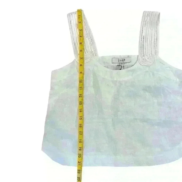 Joie Women's Paisley Linen beach resort vacation summer Top in Porcelain - Picture 11 of 11